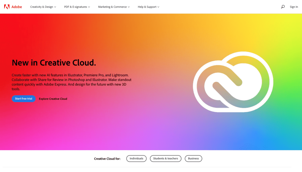 Adobe Homepage