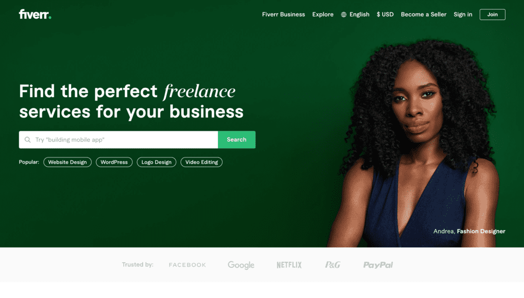 Fiverr Homepage