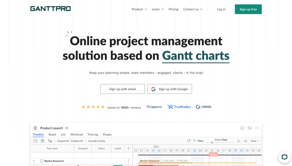 GanttPRO Homepage