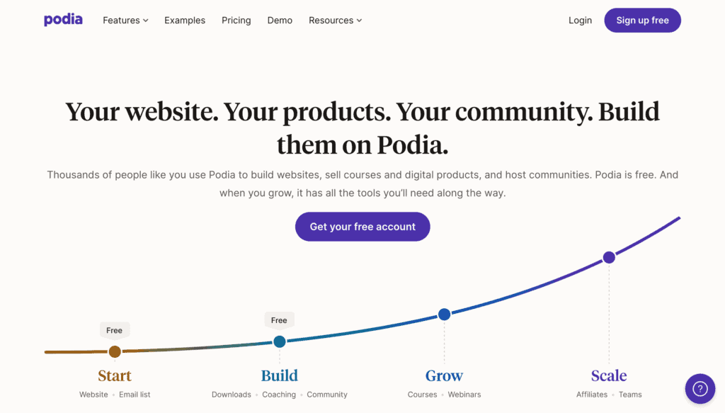 Podia Homepage